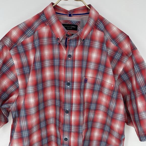 Ariat Men's Pro Jayceon Classic Short Sleeve Button Plaid Shirt Size L - Picture 5 of 10